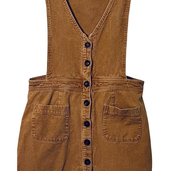 Very J Skirtall Womens Size Large Corduroy Beige Pockets Button Up Sleeveless - Picture 4 of 8